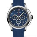 Longines Longines Conquest V.H.P. L3.727.4.96.9  L37274969 кварцевые мужские часы  синий циферблат, браслет каучук — вид спереди